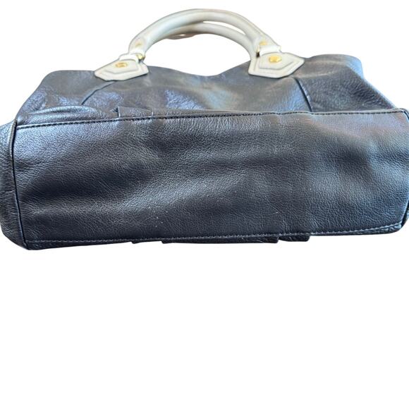 Marc Marc by Jacobs Black Taupe Leather Handbag Satchel Shoulder Bag Crossbody - Picture 10 of 16